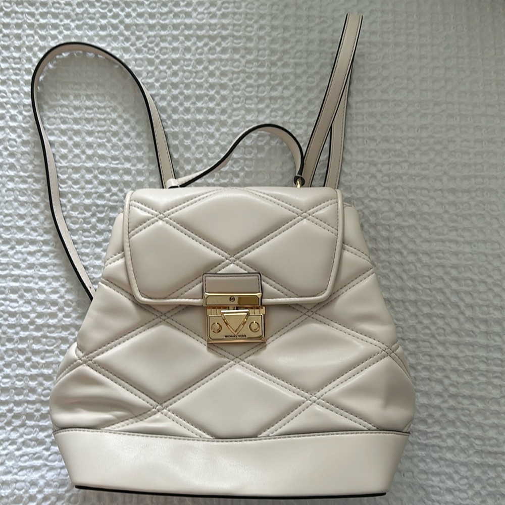 Michael Kors Cream Quilted Backpack